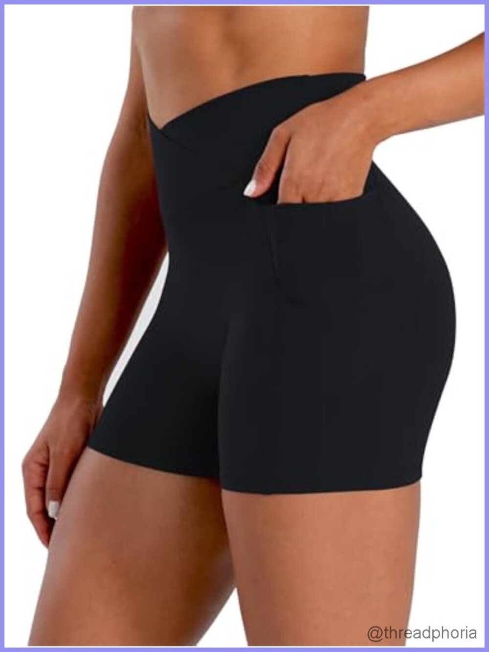 Sunzel High Waisted Crossover Biker Shorts with Pockets